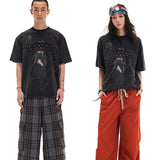 Orange Short-Sleeve T-Shirt With A Flying Saucer And Piglet Print