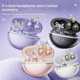 Full Diamond Bow Ear Earrings Ear Clip Wireless Headphones