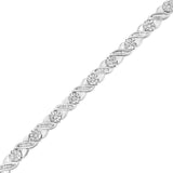 .925 Sterling Silver 1.0 Cttw Round-Brilliant and Baguette Cut Diamond Miracle-Set X-Link 7" Tennis Bracelet (I-J Color, I2-I3 Clarity)