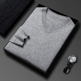 Mens Casual Slim-fit V-neck Solid-color Bottoming Top