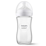 Philips Avent Natural Response Glass Baby Bottle, 8 oz: Anti-Colic, Slow Flow, BPA-Free, Newborn Feeding