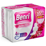 Benri Long Sanitary Pads with Comfort Wings 7 Count