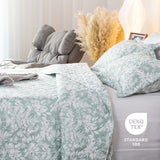Kasentex Lightweight Floral Quilt Set Twin/Queen/King - Soft All Season Bedspread Coverlet, Green & White Botanical