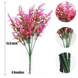 8 Bundles Artificial Lavender Plastic Flower Decorations
