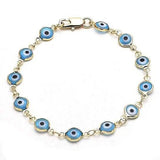 8" Gold Filled Evil Eye Light Blue Bracelet