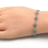 8" Gold Filled Evil Eye Light Blue Bracelet