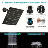 8-Inch High Pressure Showerhead with 11-Inch Adjustable Extension Arm