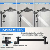 8-Inch High Pressure Showerhead with 11-Inch Adjustable Extension Arm