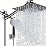 8-Inch High Pressure Showerhead with 11-Inch Adjustable Extension Arm