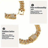 8" Luxurious Rhinestone Cuban Chain Bracelet for Men