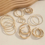 8-Pairs: Alloy Hoop Earrings Set