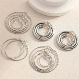 8-Pairs: Alloy Hoop Earrings Set