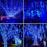 8-Pieces: Waterproof LED Meteor Shower Rain Lights