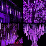 8-Pieces: Waterproof LED Meteor Shower Rain Lights