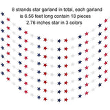 8 Strands Patriotic Star Streamers Banner Garland