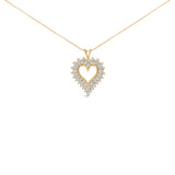 14K Yellow Gold Plated .925 Sterling Silver Brilliant-Cut Diamond Open Heart 18" Pendant Necklace (K-L Color, I1-I2 Clarity)