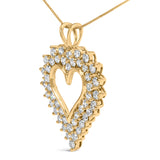 14K Yellow Gold Plated .925 Sterling Silver Brilliant-Cut Diamond Open Heart 18" Pendant Necklace (K-L Color, I1-I2 Clarity)