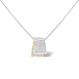14K White and Yellow Gold 2.0 Cttw Princess Cut Diamond Two Tone Foldover Box Pendant 18â€ Box Chain Necklace (H-I Color, SI1-SI2 Clarity)