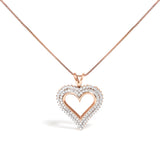 .925 Sterling Silver 1.00 Cttw Diamond Heart 18" Pendant Necklace (I-J Color, I2-I3 Clarity)