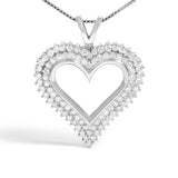 .925 Sterling Silver 1.00 Cttw Diamond Heart 18" Pendant Necklace (I-J Color, I2-I3 Clarity)