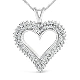 .925 Sterling Silver 1.00 Cttw Lab-Grown Diamond Open Heart Pendant Necklace (F-G Color, VS1-VS2 Clarity) - 18" Inches