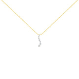 AGS Certified 14K Yellow Gold 2.0 Cttw Baguette and Brilliant Round-Cut Diamond Journey 18" Pendant Necklace (F-G Color, I1-I2 Clarity)