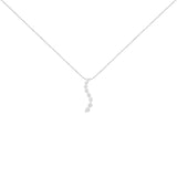 14K White Gold 3.0 Cttw Round-Brilliant & Baguette Cut Diamond S Shaped Graduated 18" Pendant Necklace (I-J Color, I2-I3 Clarity)