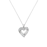 Sterling Silver 7/8 cttw Baguette Diamond Heart Pendant Necklace (I-J, I2-I3)