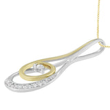 Espira 10K Two-Tone Gold Round Cut Diamond Sparkling Spiral Pendant Necklace (1/6 cttw, J-K Color, I2-I3 Clarity)