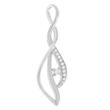 Espira 10K White Gold Round Diamond Accented Open Cascade Twist 18" Pendant Necklace (1/10 Cttw, J-K Color, I1-I2 Clarity)