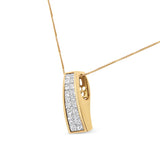 14K Yellow Gold 1 1/2 cttw Princess Cut Diamond Greek Column Pendant Necklace (G-H, VS1-VS2)