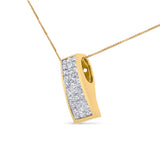 14K Yellow Gold 1 1/2 cttw Princess Cut Diamond Greek Column Pendant Necklace (G-H, VS1-VS2)