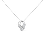 14k White Gold 1 5/8 Cttw Invisible Set Princess and Channel Set Baguette Diamond Curved Oval Shape Pendant Necklace (G-H Color, VS2-SI1 Clarity)