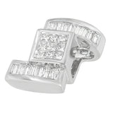 14K White Gold 1 2/5 cttw Princess and Baguette Cut Diamond Zig Zag Pendant Necklace (H-I, SI1-SI2)