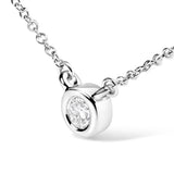 10K White Gold 1/10 Carat Round Brilliant-Cut Diamond Modern Bezel-Set Solitaire 16"-18" Pendant Necklace (H-I Color, SI2-I1 Clarity)