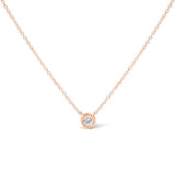 2 Micron 14K Rose Gold Plated Sterling Silver Bezel-Set Diamond Solitaire Pendant Necklace (1/3 cttw, H-I Color, I1-I2 Clarity)