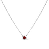 14K White Gold 1/2 Cttw Red Lab Grown Diamond Bezel-Set Solitaire 18" Pendant Necklace (Red Color, VS1-VS2 Clarity)