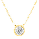 10K Yellow Gold 1/4 Cttw Round Brilliant-Cut Diamond Modern Bezel-Set Solitaire Pendant Necklace (J-K Color, I2-I3 Clarity) - 16" with 2" Extender