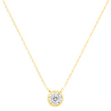 10K Yellow Gold 1/4 Cttw Round Brilliant-Cut Diamond Modern Bezel-Set Solitaire Pendant Necklace (J-K Color, I2-I3 Clarity) - 16" with 2" Extender