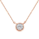 10K Yellow Gold 1/4 Cttw Round Brilliant-Cut Diamond Modern Bezel-Set Solitaire Pendant Necklace (J-K Color, I2-I3 Clarity) - 16" with 2" Extender