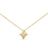 10K Yellow Gold 1/5 Cttw Bezel Set Princess Diamond Kite Shaped Solitaire Pendent Necklace
