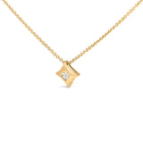 10K Yellow Gold 1/5 Cttw Bezel Set Princess Diamond Kite Shaped Solitaire Pendent Necklace