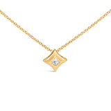 10K Yellow Gold 1/5 Cttw Bezel Set Princess Diamond Kite Shaped Solitaire Pendent Necklace