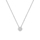 14K White Gold 1/4 Cttw Shared Prong Set Round-Ct Diamond 7 Stone Floral Cluster 18" Pendant Necklace (H-I Color, SI2-I1 Clarity)