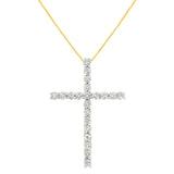10K Yellow Gold Plated .925 Sterling Silver 4.0 Cttw Round Cut Diamond Cross Pendant Necklace (J-K Color, I1-I2 Clarity) - 18"