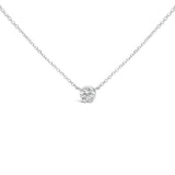 14K White Gold 1.00 Cttw Bezel Set Round Lab-Grown Diamond Solitaire 18" Pendant Necklace (F-G Color, VS1-VS2 Clarity)