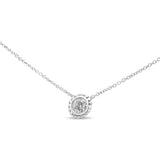 10K White Gold 1/4 Cttw Bezel-Set Round Diamond Solitaire Floral Pendant 18" Necklace (I-J Color, SI2-I1 Clarity)