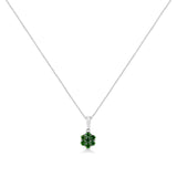 .925 Sterling Silver 1/2 Cttw Prong Set Treated Green Diamond Floral Cluster 18" Pendant Necklace (Green Color, I1-I2 Clarity)