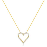 14K Yellow Gold Plated .925 Sterling Silver 2.00 Cttw Shared Prong-Set Round Brilliant-Cut Diamond Open Heart 18" Pendant Necklace (K-L Color, I2-I3 Clarity)