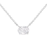 IGI Certified 14k White Gold 1/2 cttw Lab Grown Oval Shape Solitaire Diamond East West 18" Pendant Necklace (E-F Color, VS1-VS2 Clarity)